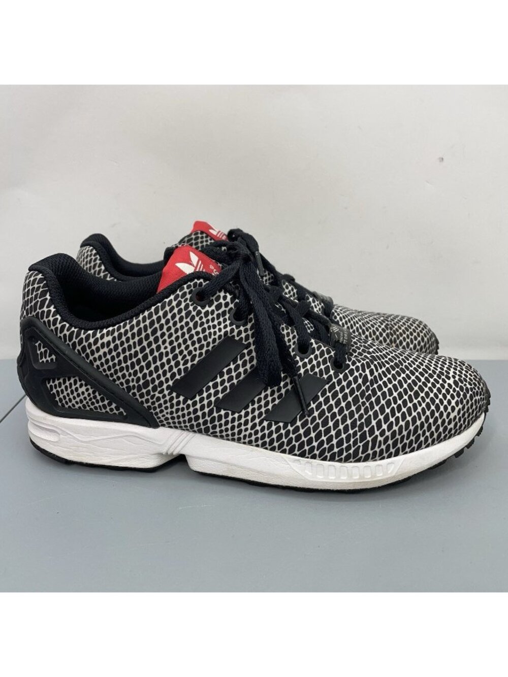 adidas ZX Flux Sneakers Shoes Torsion Casual Geometric Black Snakeskin Mens 6‎